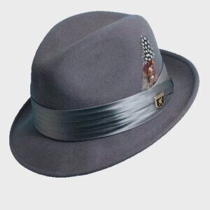 STACY ADAMS Crushable Wool Felt Fedora Hat GREY. SZ LARGE.    SAW 566